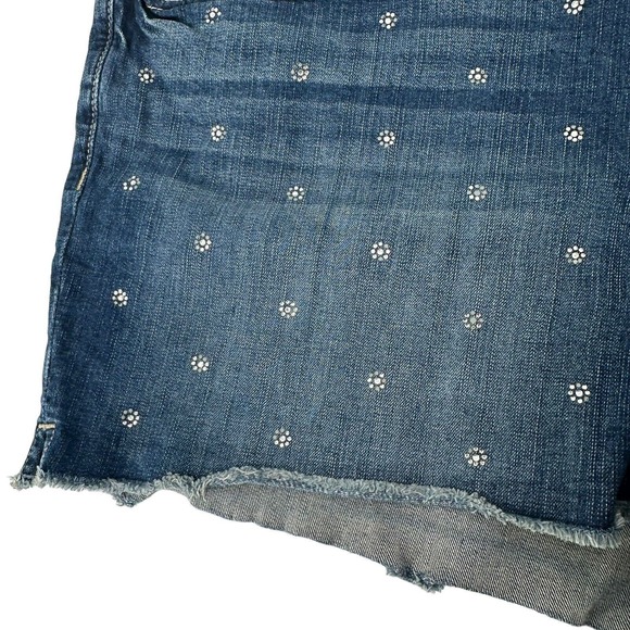 Rhinestone Denim Shorts Torrid Size 24 Stretch Blue Jean Cut Offs Medium Wash - Picture 2 of 8